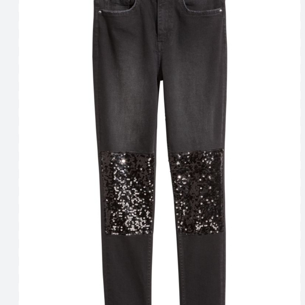 H&M Black Sequin Jeans size 10